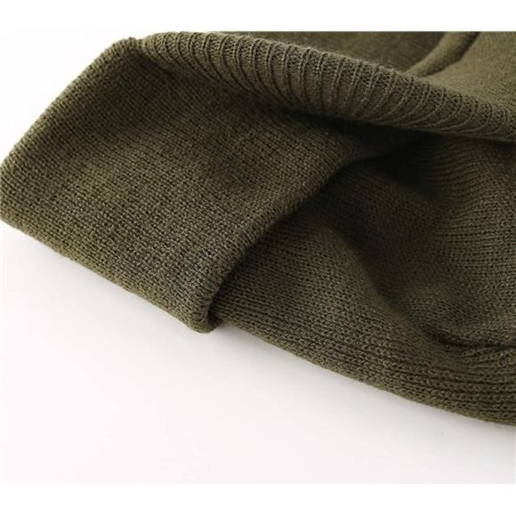 Men's Winter Beanie Hat Army Green - Picture 6 of 6